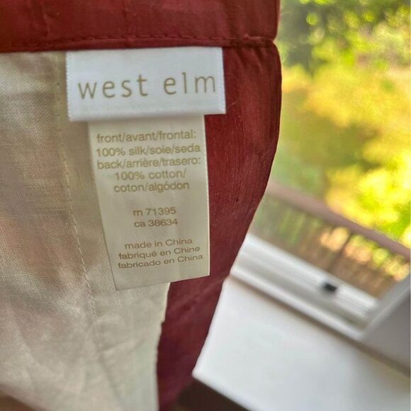 4 Panels 48W x 84L Red West Elm SILK Drapes. LIGHT FILTERING - Picture 5 of 6